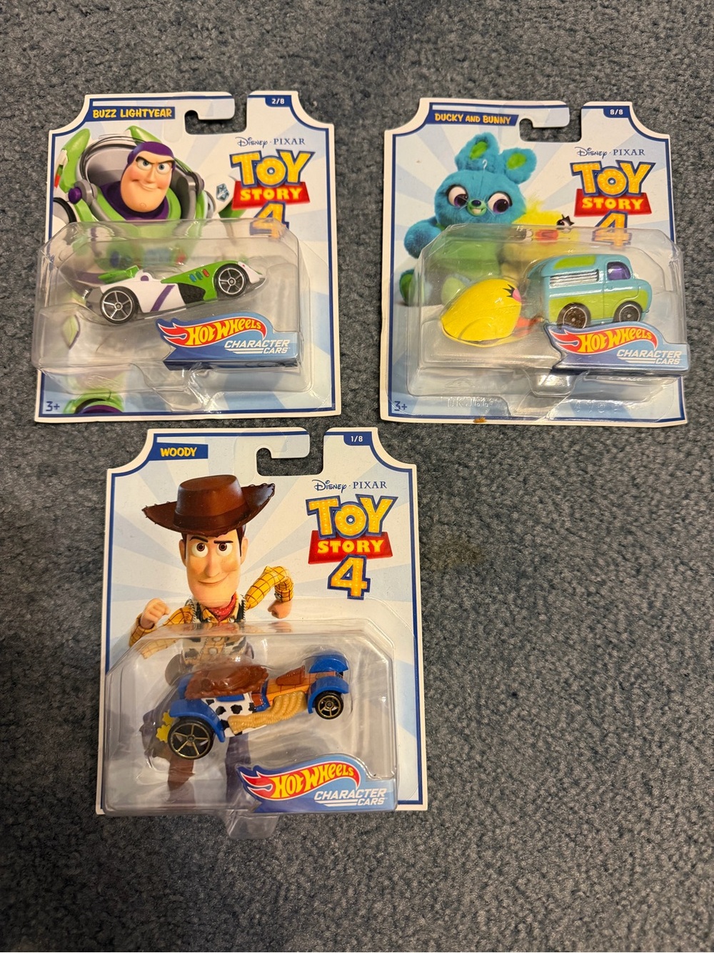 Disney Pixar Toy Story 4-Hot Wheels. New in packaging.Woody, Buzz Light Year.$40
